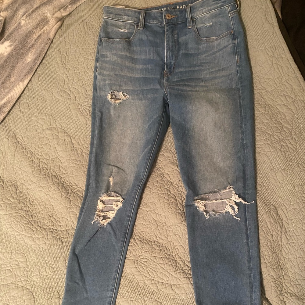 American Eagle Blue Skinny Distressed Jeans